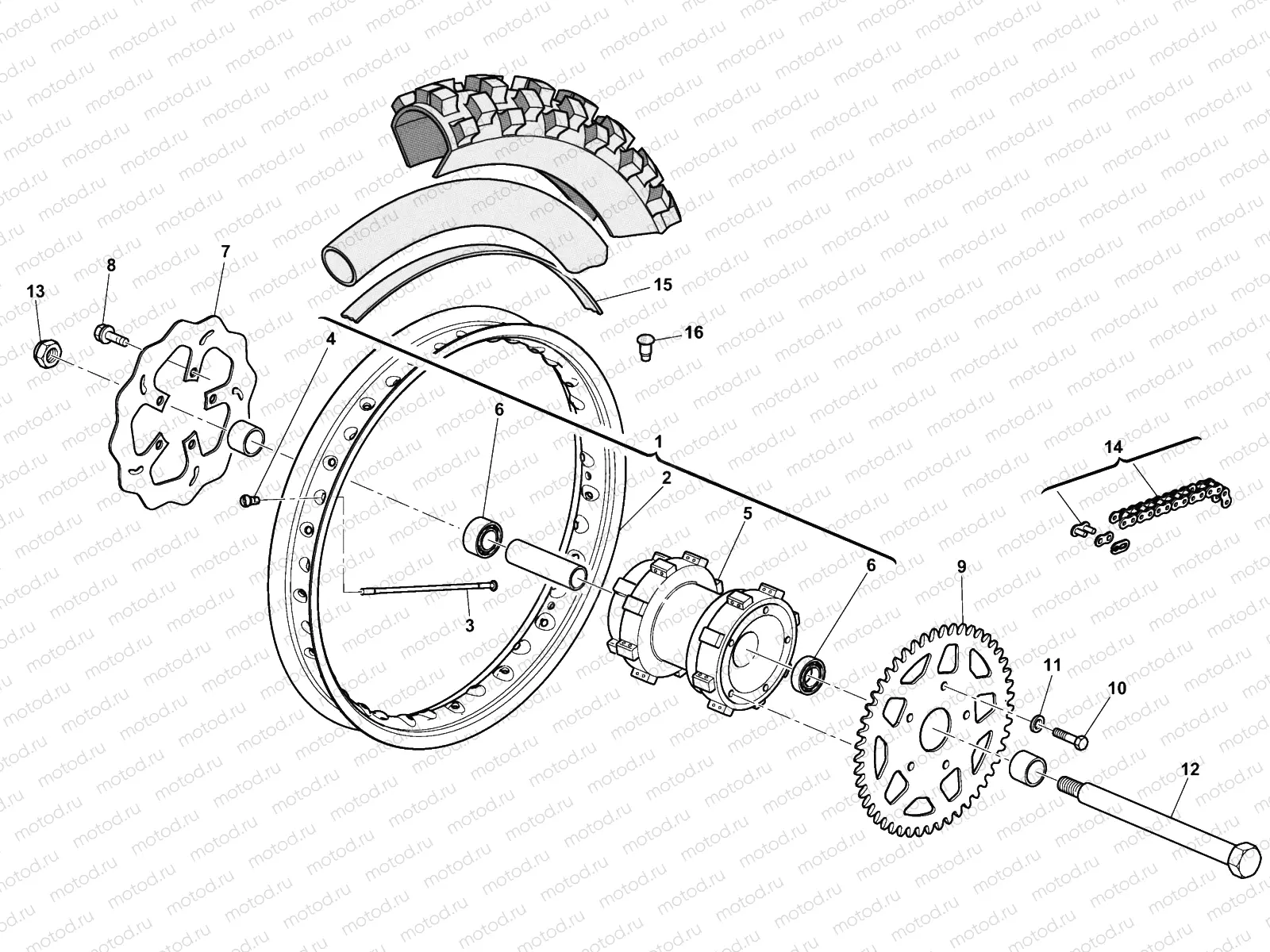 REAR WHEEL (CR 50)