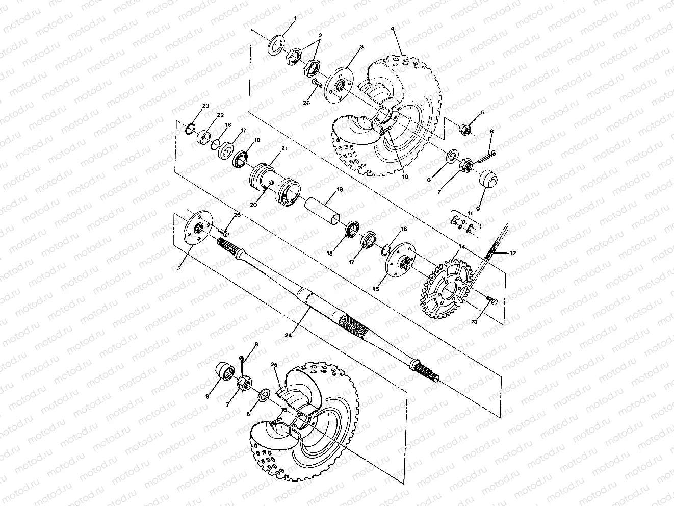 REAR WHEEL DRIVE ASSEMBLY 250 2X4 - Update (4919781978017A) | REAR WHEEL DRIVE ASSEMBLY 250 2X4 - Update (4919781978017A)