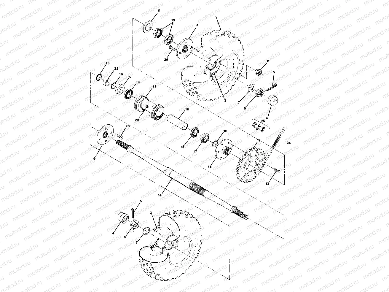 REAR WHEEL DRIVE ASSEMBLY 250 4X4 - Update (4919791979023A) | REAR WHEEL DRIVE ASSEMBLY 250 4X4 - Update (4919791979023A)