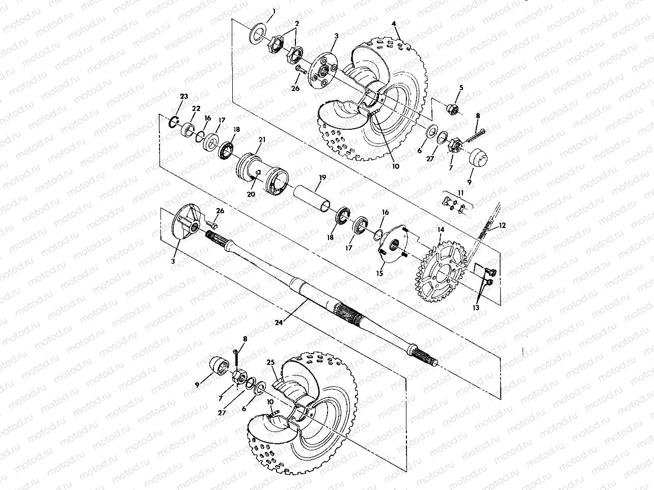 REAR WHEEL DRIVE ASSEMBLY 350 2X4 - Update (4919821982019A) | REAR WHEEL DRIVE ASSEMBLY 350 2X4 - Update (4919821982019A)