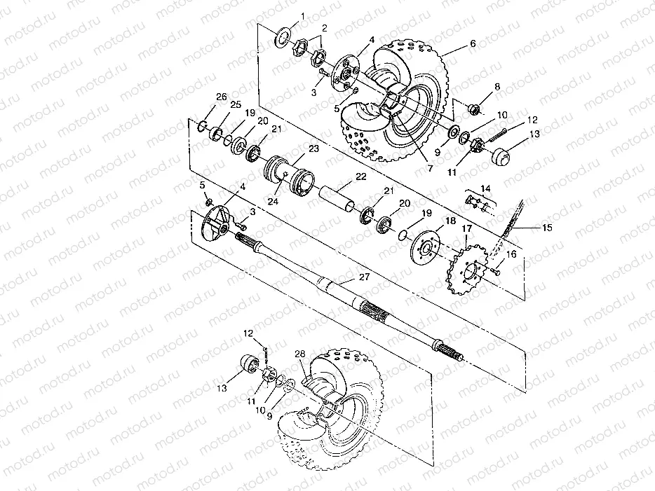 REAR WHEEL DRIVE ASSEMBLY 6x6 400L | REAR WHEEL DRIVE ASSEMBLY 6x6 400L, SWEDISH S948740 and  NORWEGIAN N948740 (4926812681036A)