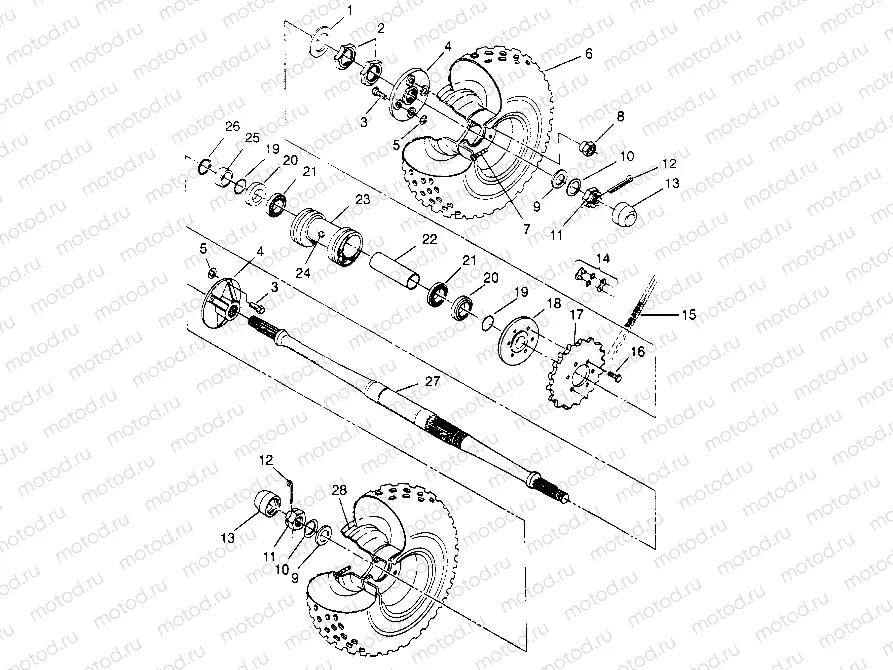 REAR WHEEL DRIVE ASSEMBLY 6x6 400L - U.S.  W958740 | REAR WHEEL DRIVE ASSEMBLY 6x6 400L - U.S.  W958740, SWEDISH  S958740 and NO (4930273027C014)