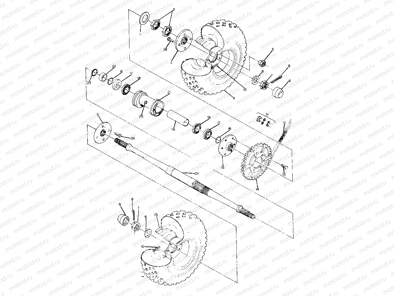 REAR WHEEL DRIVE ASSEMBLY UPDATED 2-91 BIG BOSS 4X6 (4919801980021A) | REAR WHEEL DRIVE ASSEMBLY UPDATED 2-91 BIG BOSS 4X6 (4919801980021A)