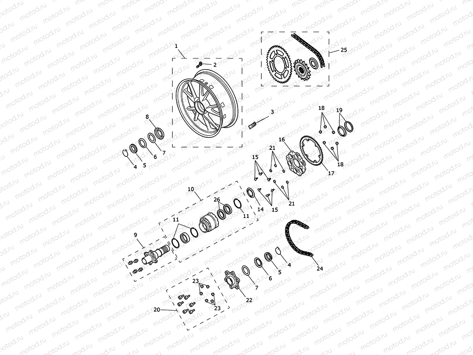 Rear wheel & final drive