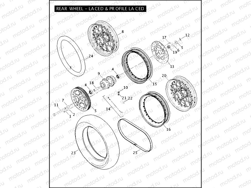 REAR WHEEL - LACED & PROFILE LACED