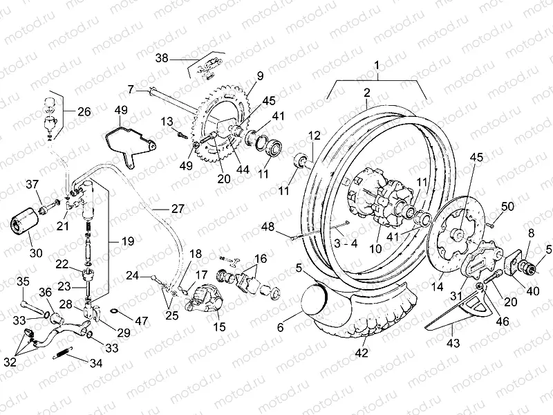 Rear wheel - Rear brake