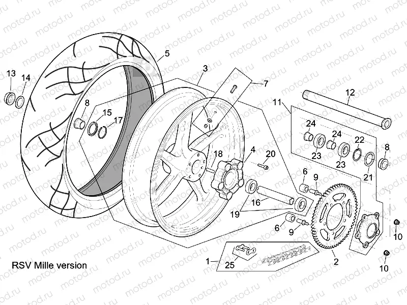 Rear wheel RSV Mille Version