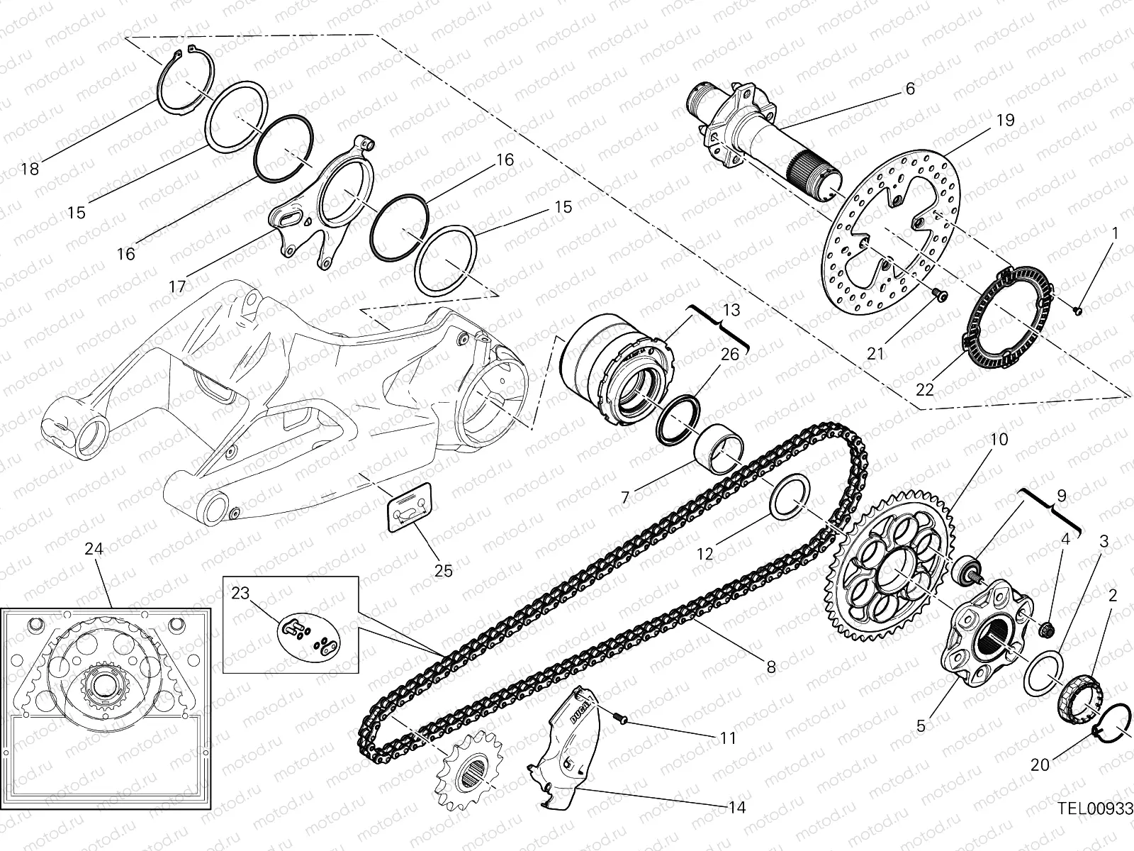 REAR WHEEL SPINDLE [MOD:M 1200R]