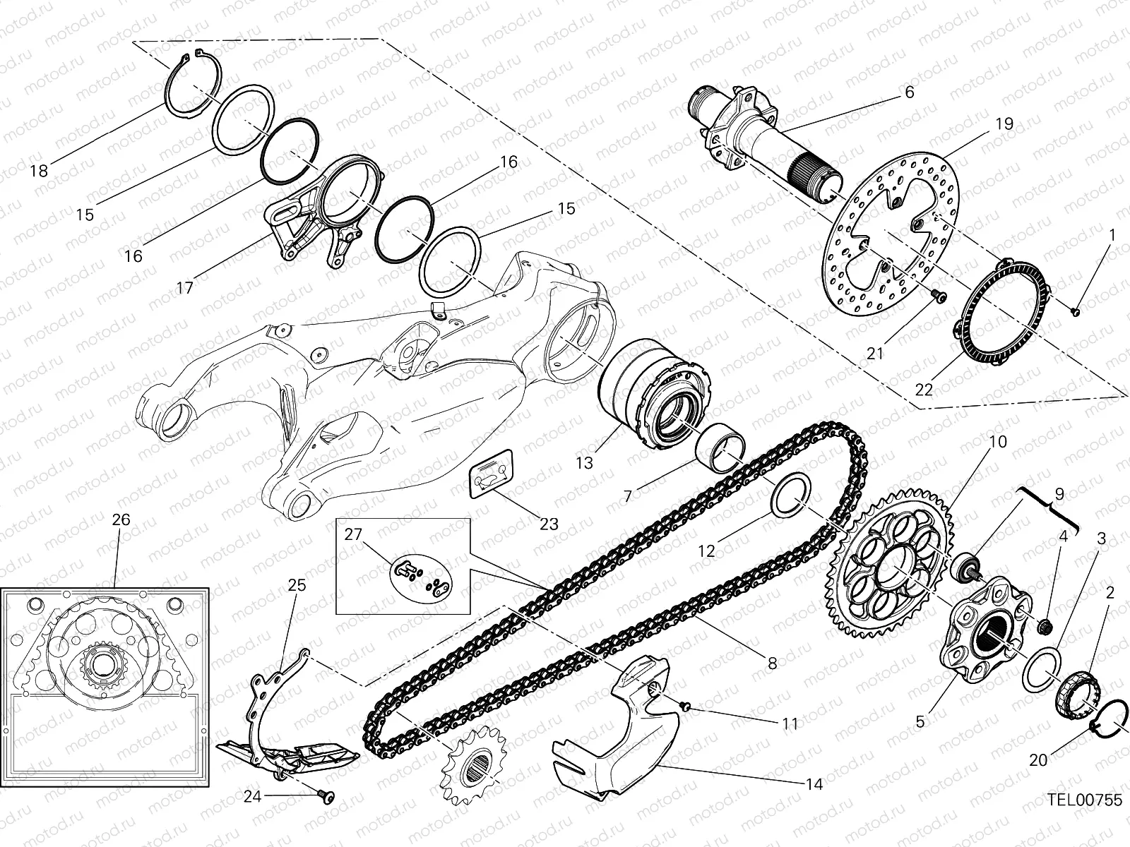 REAR WHEEL SPINDLE [XST:CAL,CDN]