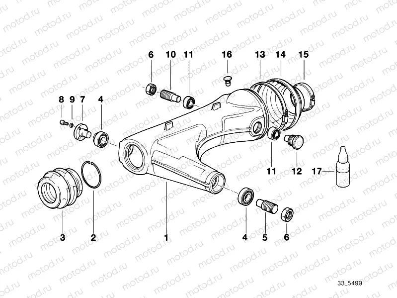 Rear wheel swinging arm