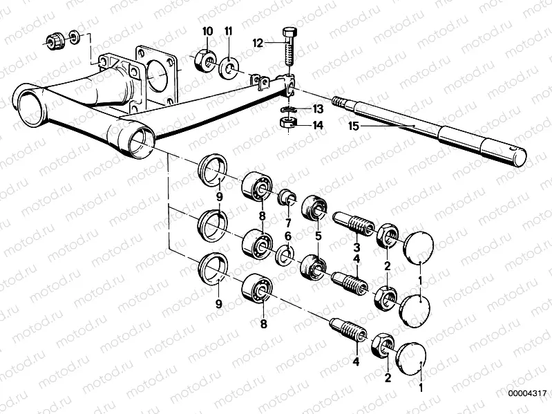 Rear wheel swinging arm parts