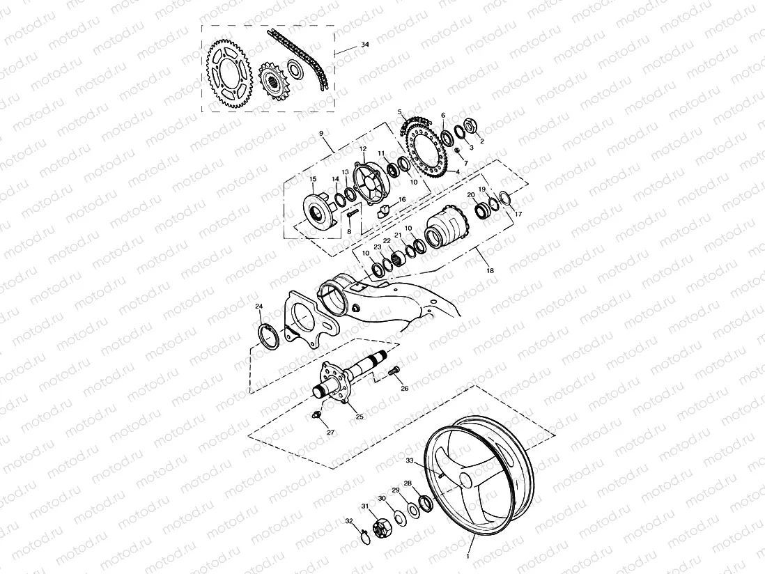 Rear Wheel/Final Drive Single sided swingarm