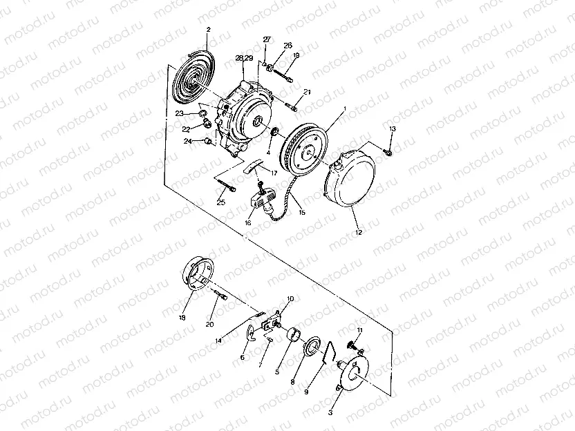 RECOIL STARTER ASSEMBLY   TRAIL BLAZER (4919761976039A) | RECOIL STARTER ASSEMBLY   TRAIL BLAZER (4919761976039A)