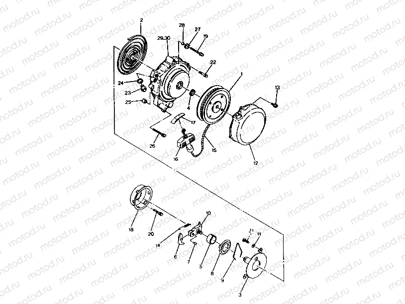 RECOIL STARTER ASSEMBLY   Trail Boss - Update (4919771977039A) | RECOIL STARTER ASSEMBLY   Trail Boss - Update (4919771977039A)