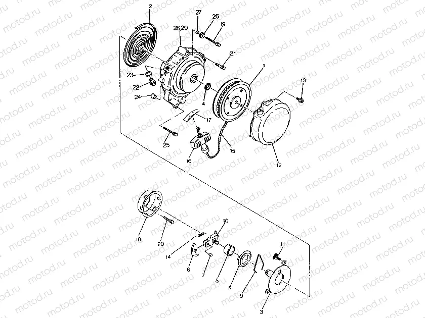RECOIL STARTER ASSEMBLY Trail Boss / W928527 (4922892289039A) | RECOIL STARTER ASSEMBLY Trail Boss / W928527 (4922892289039A)