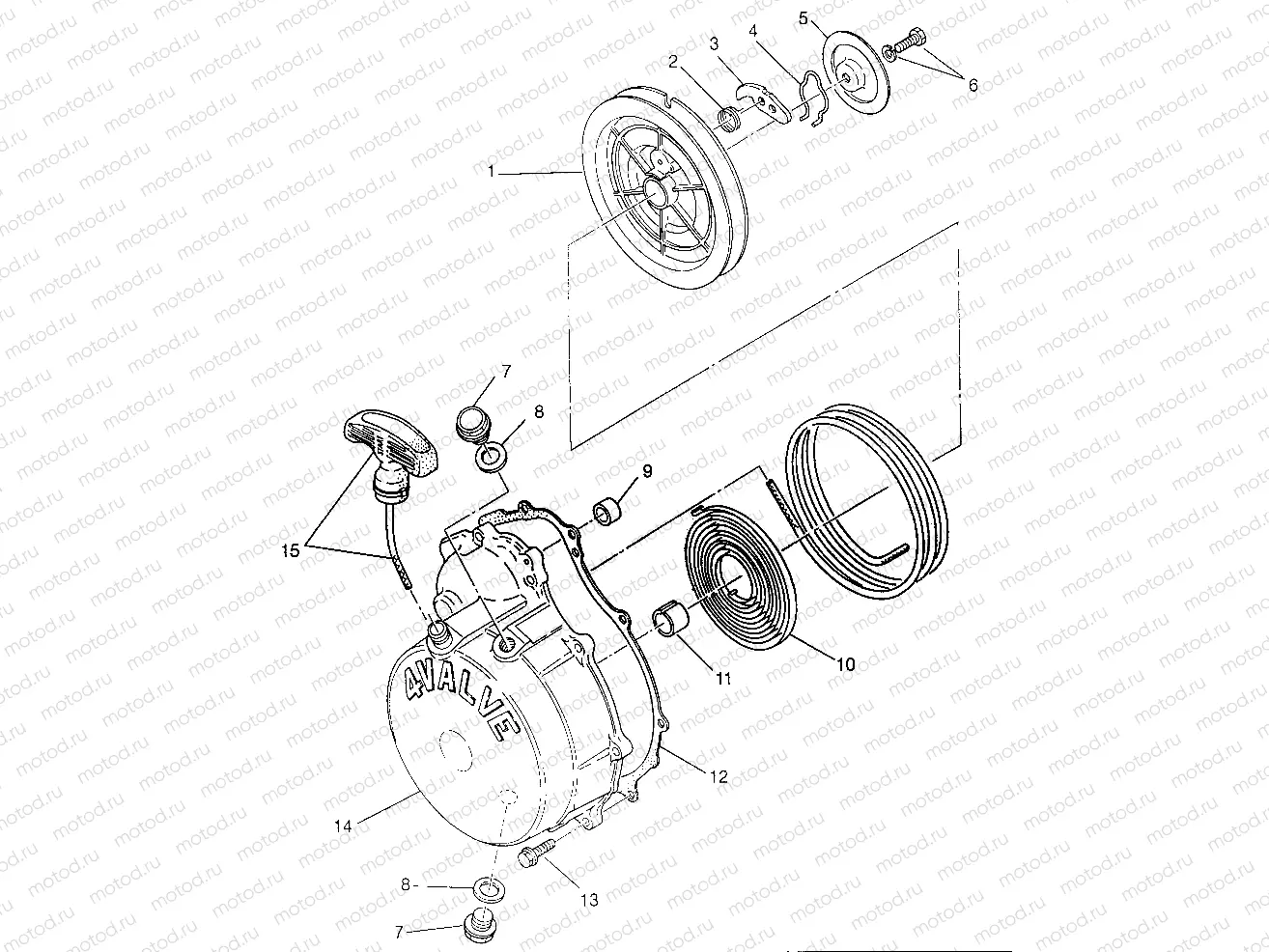 RECOIL STARTER Magnum 4x4 W968144 and  Swedish Magnum 4x4 S968144 (4936053605D004) | RECOIL STARTER Magnum 4x4 W968144 and  Swedish Magnum 4x4 S968144 (4936053605D004)