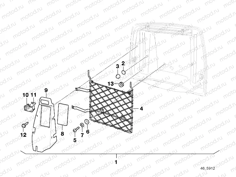 Retrofit kit, luggage compartment net