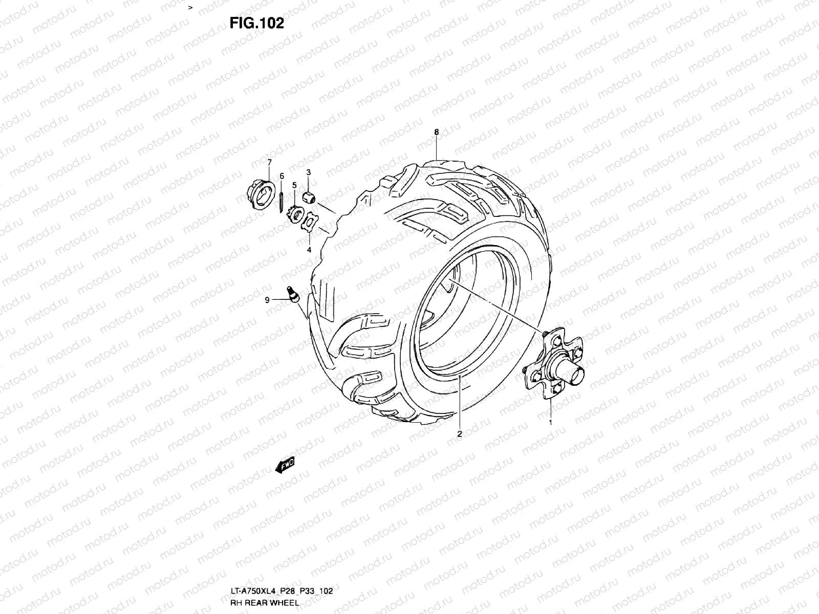RH REAR WHEEL (LT-A750XZL4 P28)