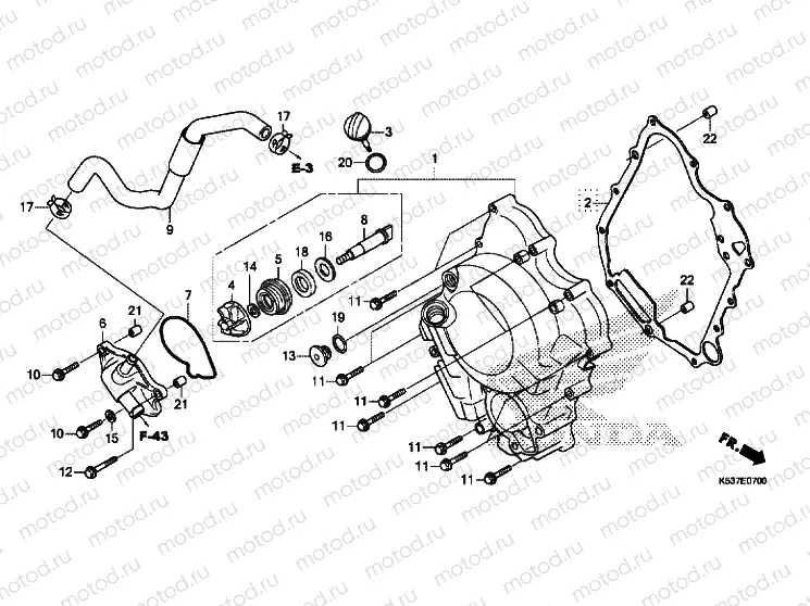 RIGHT CRANKCASE COVER / WATER PUMP