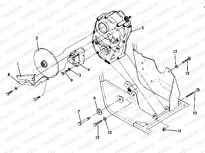 Right Hand Gearcase and Brake Mounting Updated 5/90 (4917721772029A) | Right Hand Gearcase and Brake Mounting Updated 5/90 (4917721772029A)