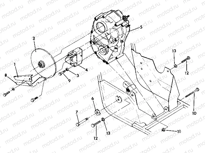 Right Hand Gearcase and Brake Mounting Updated 5/90 (4917741774034A) | Right Hand Gearcase and Brake Mounting Updated 5/90 (4917741774034A)