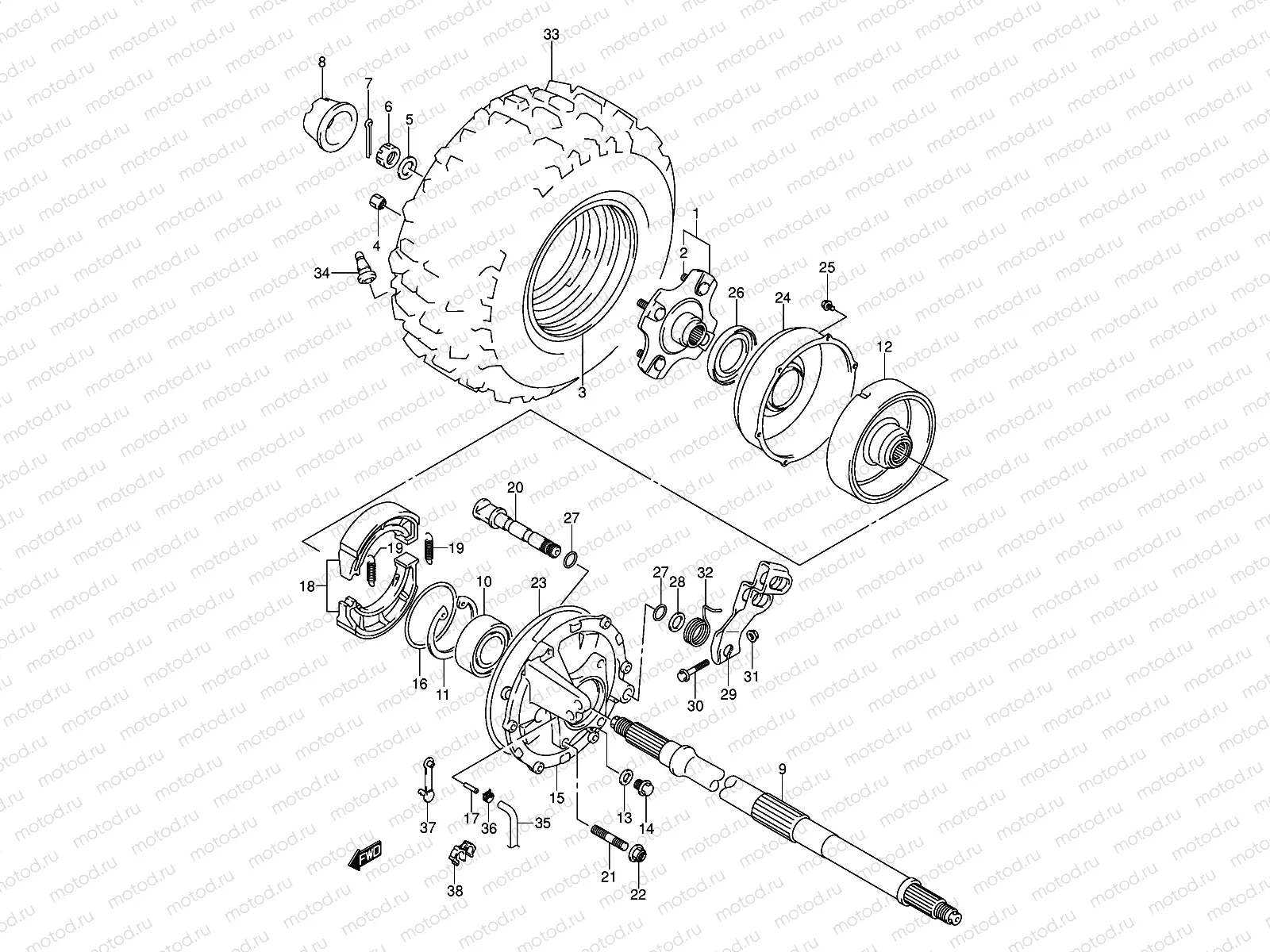 RIGHT REAR WHEEL (MODEL K2/K3)
