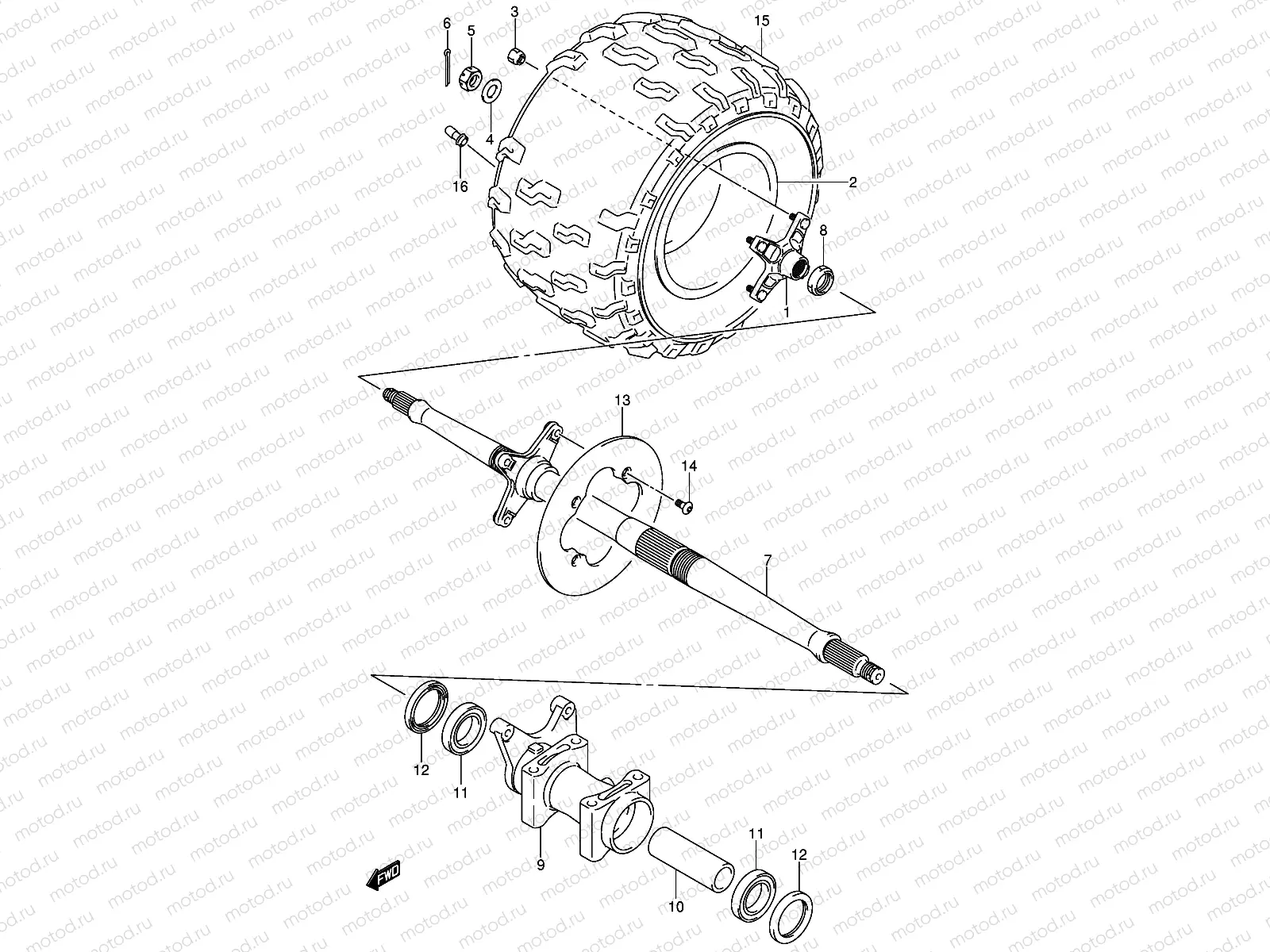 RIGHT REAR WHEEL (MODEL K4)