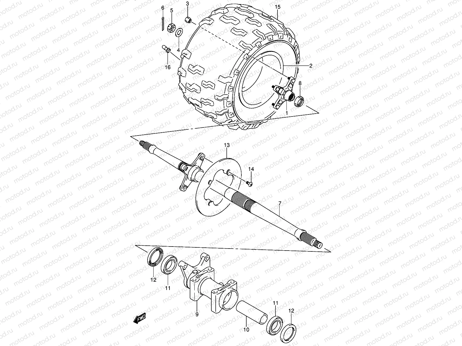 RIGHT REAR WHEEL (MODEL K4)