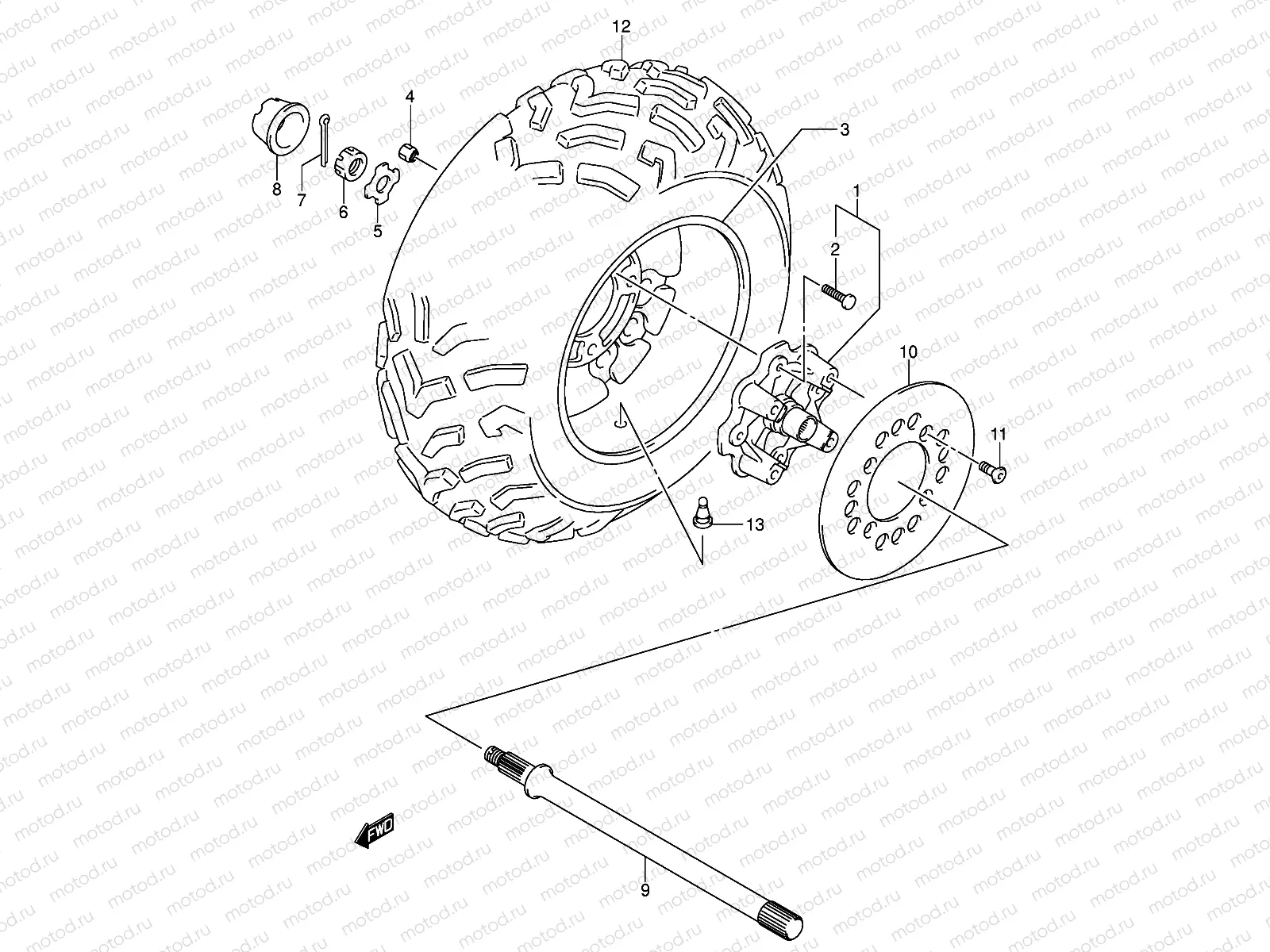 RIGHT REAR WHEEL (MODEL K4/K5)