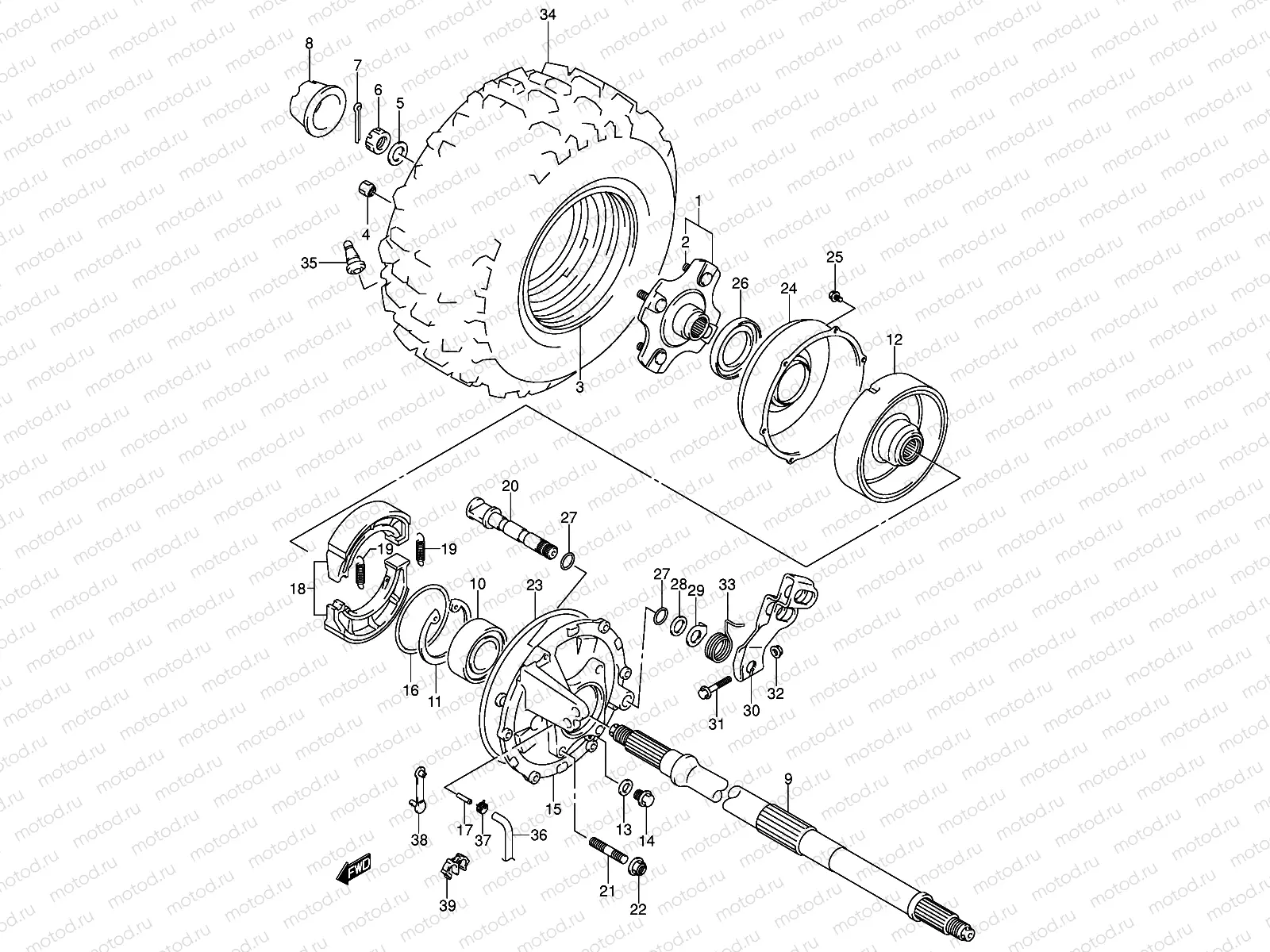 RIGHT REAR WHEEL (MODEL K4/K5/K6)
