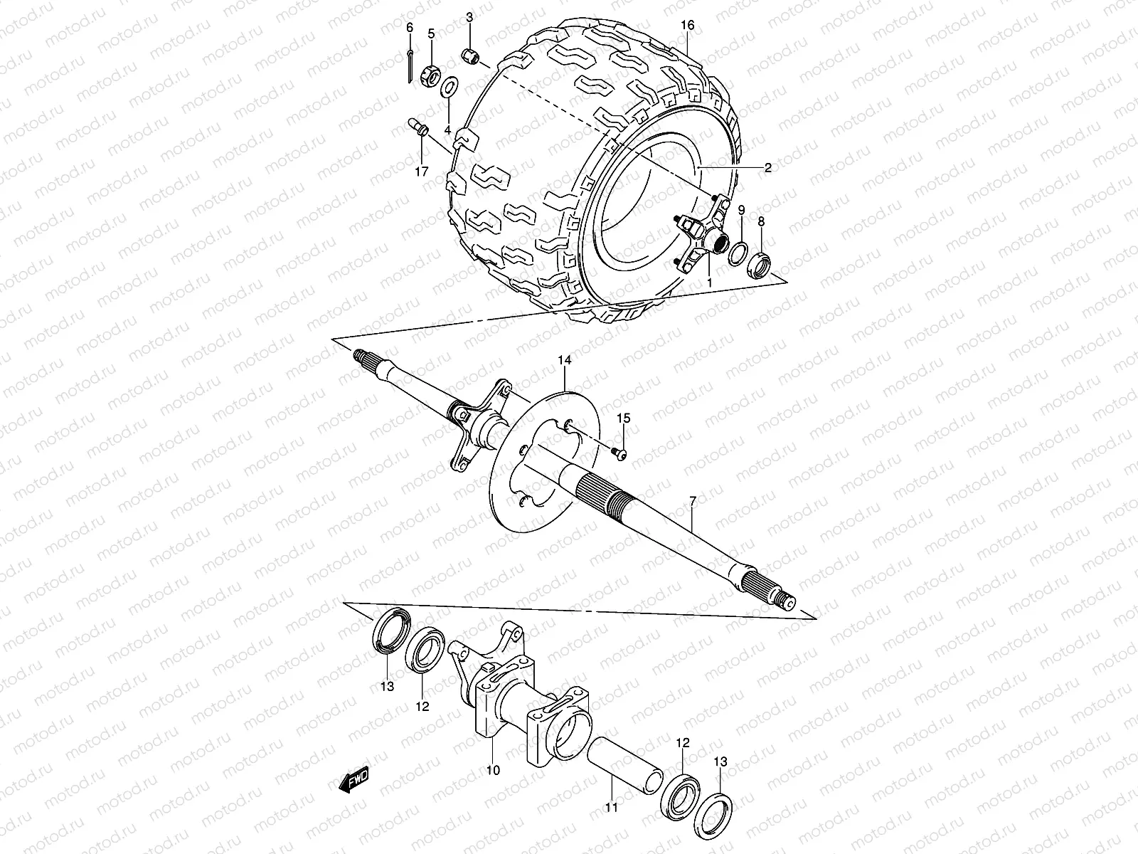 RIGHT REAR WHEEL (MODEL K5/K6/K7)