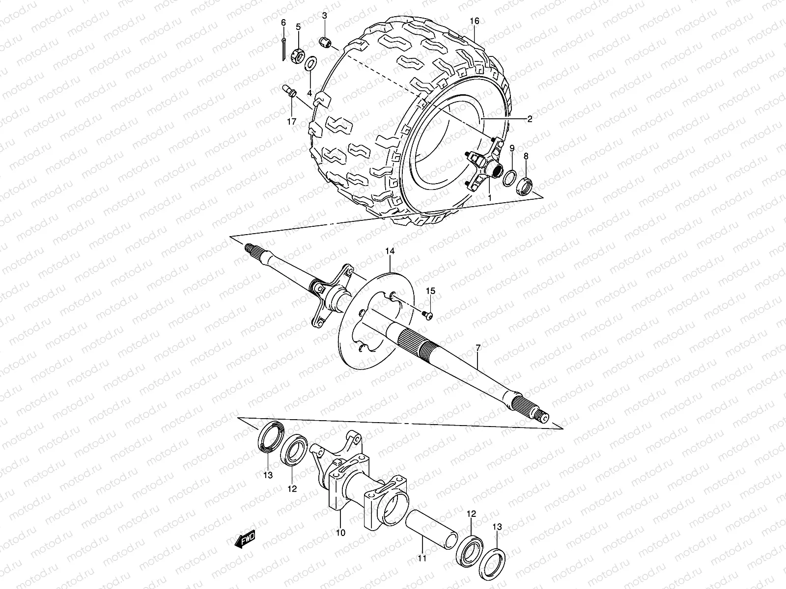 RIGHT REAR WHEEL (MODEL K5/K6/K7)