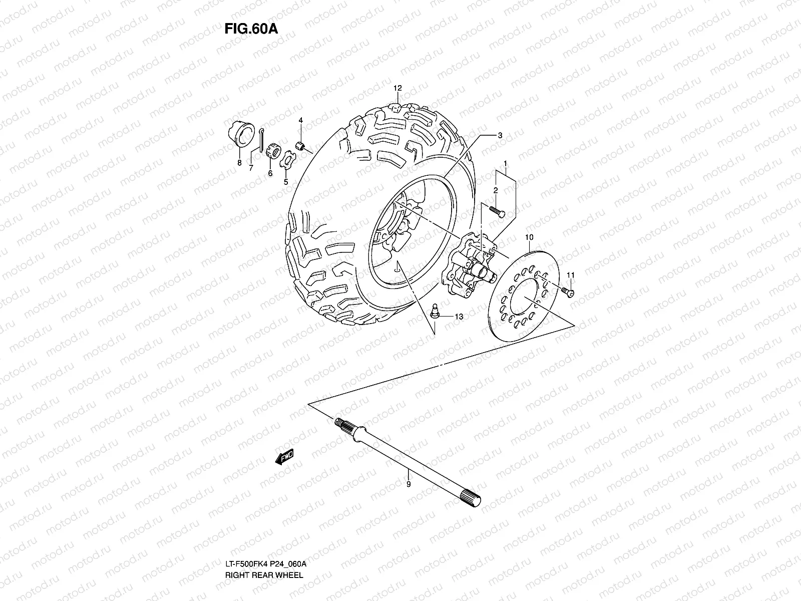 RIGHT REAR WHEEL (MODEL K6/K7)