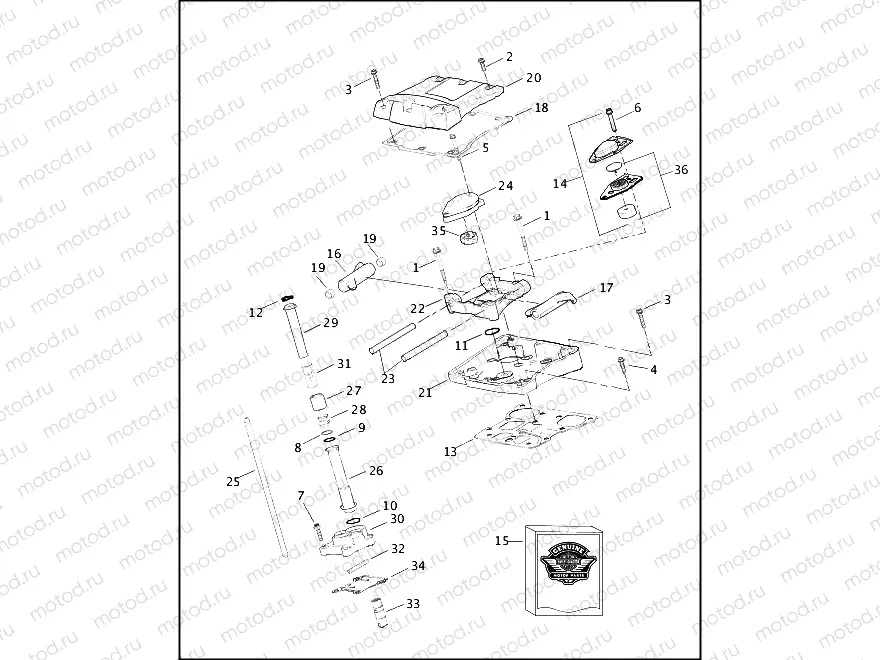 ROCKER ARM ASSEMBLY & PUSH RODS - 1550 TWIN CAM 95B