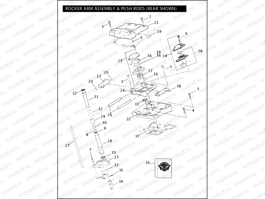 ROCKER ARM ASSEMBLY & PUSH RODS - 1550 Twin Cam 95B