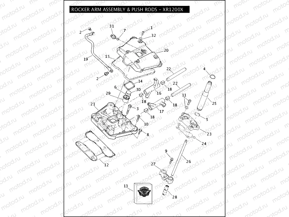 ROCKER ARM ASSEMBLY & PUSH RODS - XR1200X