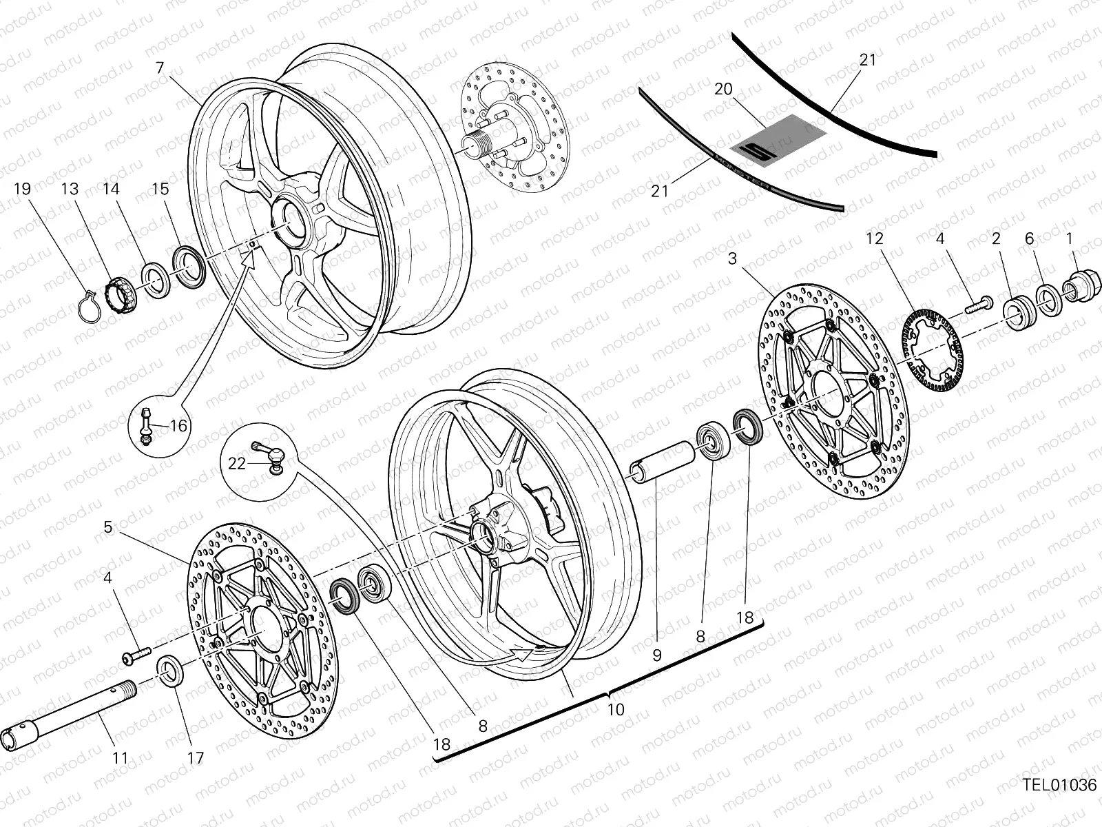 RUOTA ANTERIORE E POSTERIORE [MOD:M 1200S]