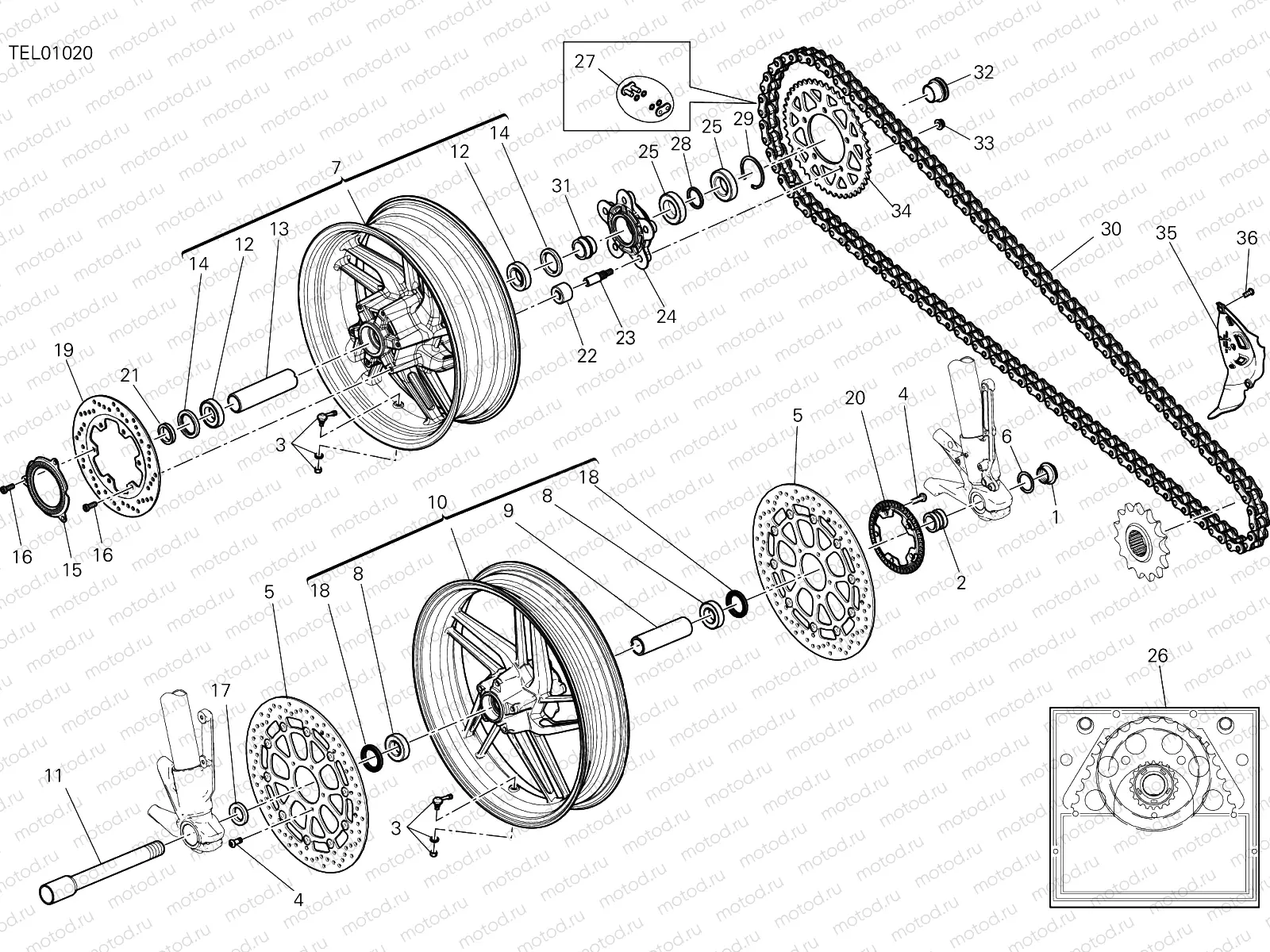 RUOTA ANTERIORE E POSTERIORE [MOD:M 821]