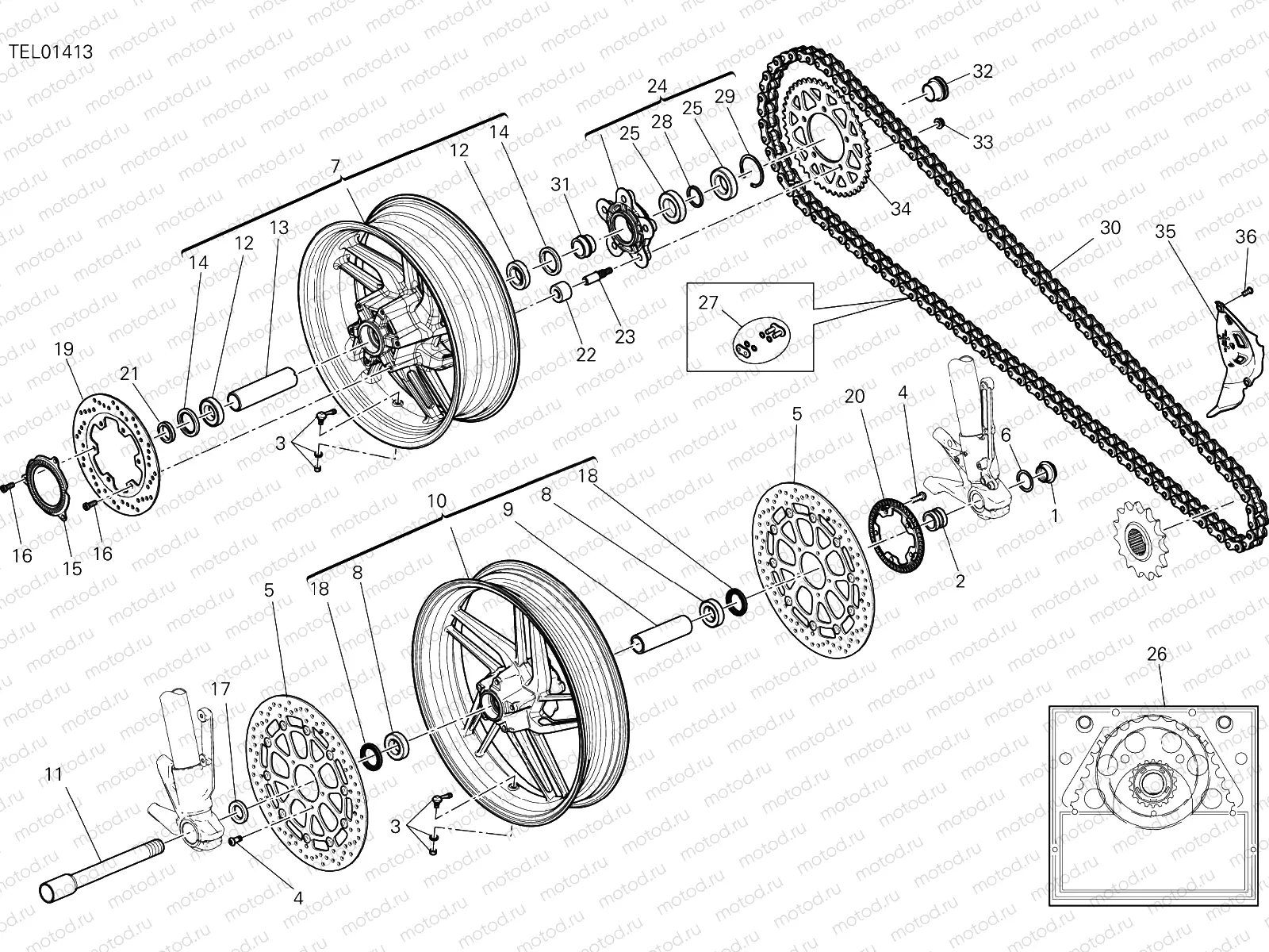 RUOTA ANTERIORE E POSTERIORE [MOD:M 821]