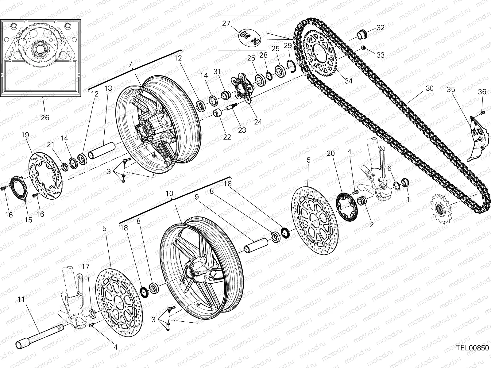 RUOTA ANTERIORE E POSTERIORE [MOD:M821 STR]