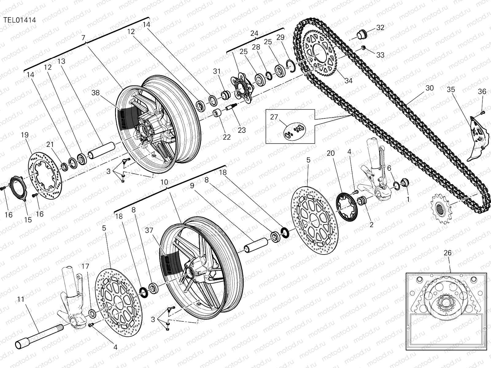 RUOTA ANTERIORE E POSTERIORE [MOD:M821STEA]