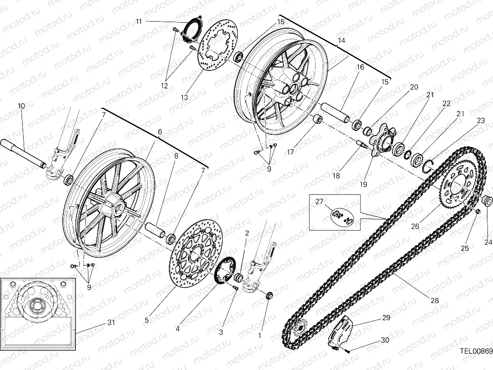 RUOTA ANTERIORE E POSTERIORE [MOD:SCR800DS]