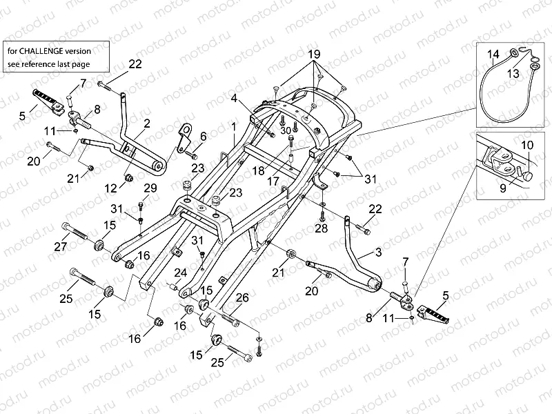 Saddel support - Rear foot rests