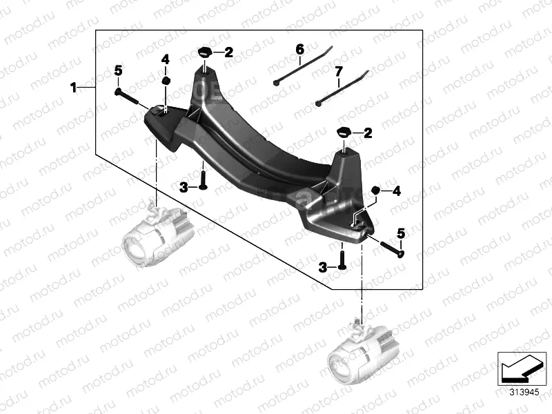 SET OF BRACKETS LED AUXILIARY HEADLIGH