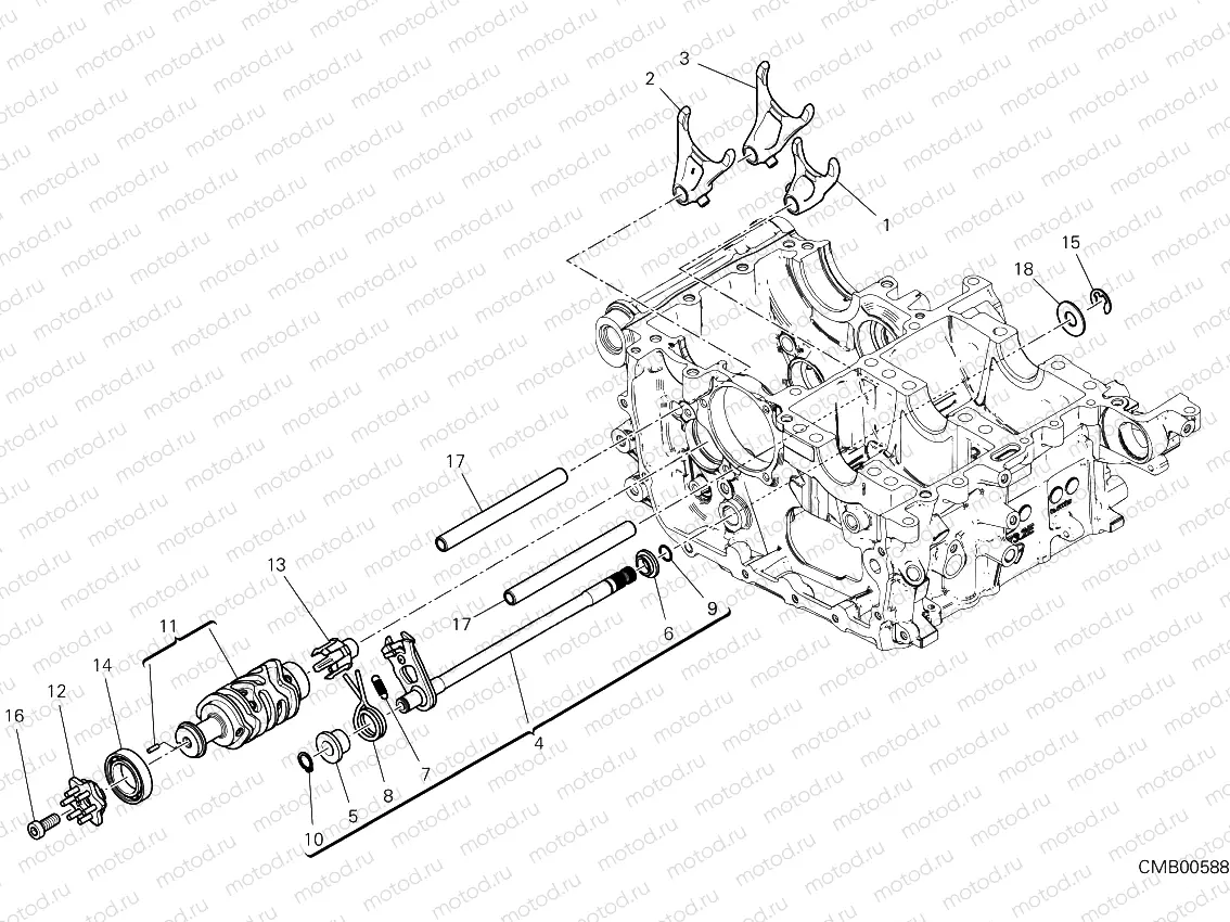 Shift cam and fork