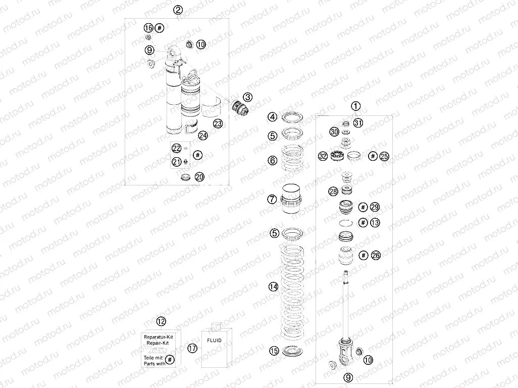 SHOCK ABSORBER DISASSEMBLED