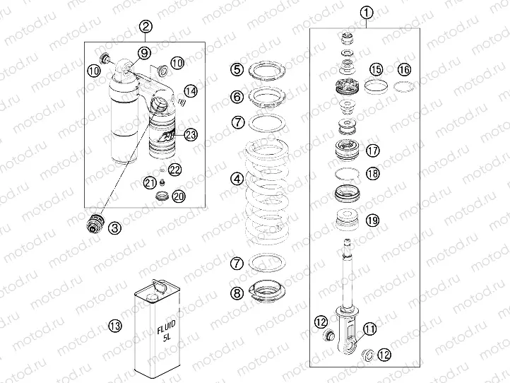 SHOCK ABSORBER DISASSEMBLED