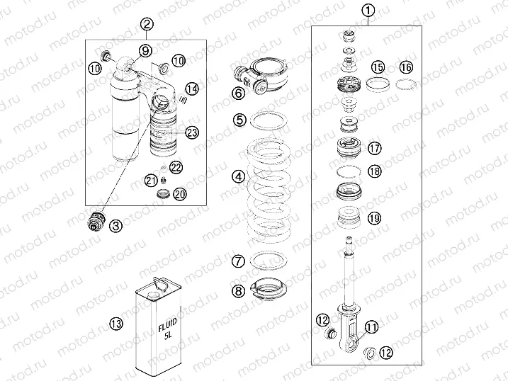 SHOCK ABSORBER DISASSEMBLED