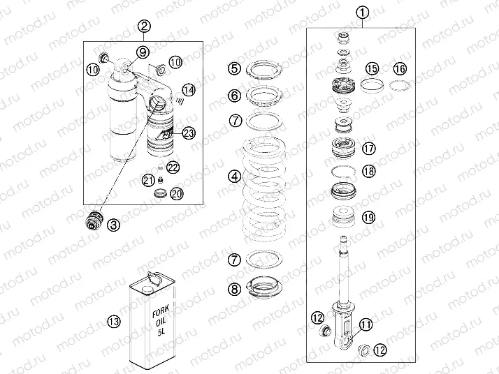 SHOCK ABSORBER DISASSEMBLED
