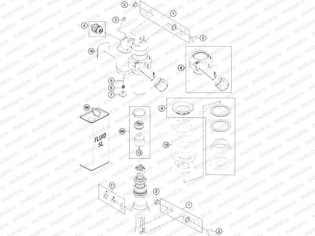 SHOCK ABSORBER DISASSEMBLED